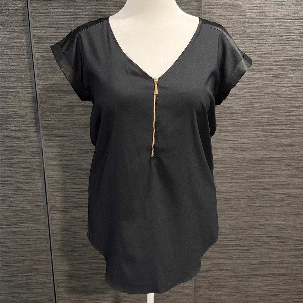 Express Zip-Front Satin Blouse